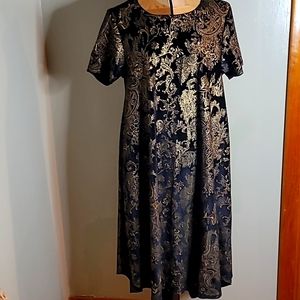 LulaRoe Gld/Black Velvet Aline Dress, Sz. S